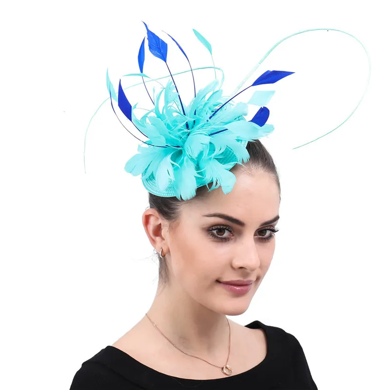 Изумрудно зеленые цветочные Коктейльные шляпки основы Вуалетка для церкви