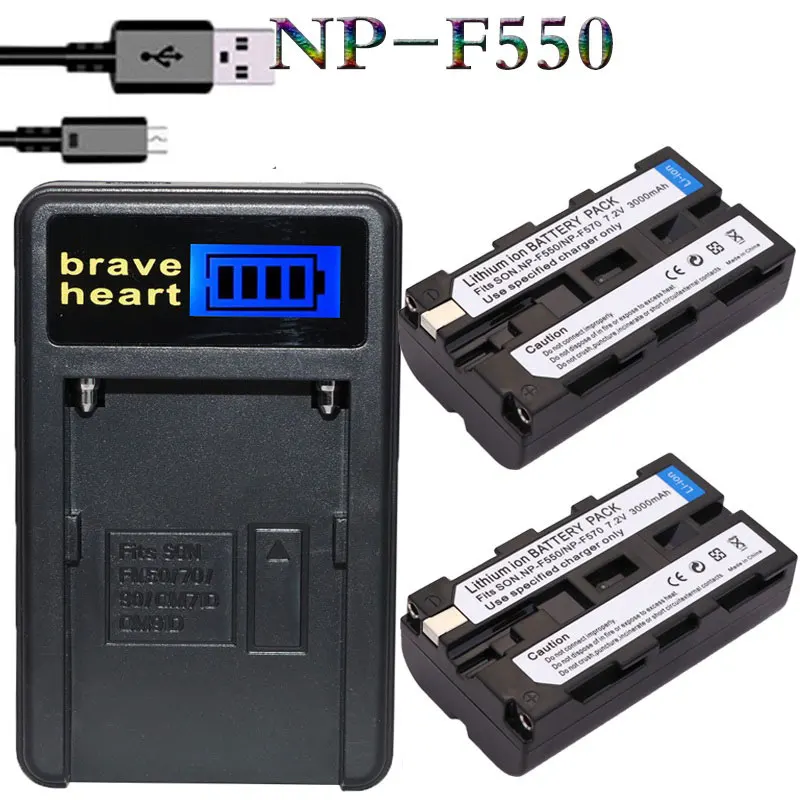 charger and 2battery 2x батареи NP-F550 NP-F330 NP-F530 NP-F570 NP-F730 NP-F750 Батарея+ ЖК-дисплей USB Зарядное устройство для sony CCD-SC55 CCD-TRV81 MVC-FD81 - Цвет: charger and 2battery