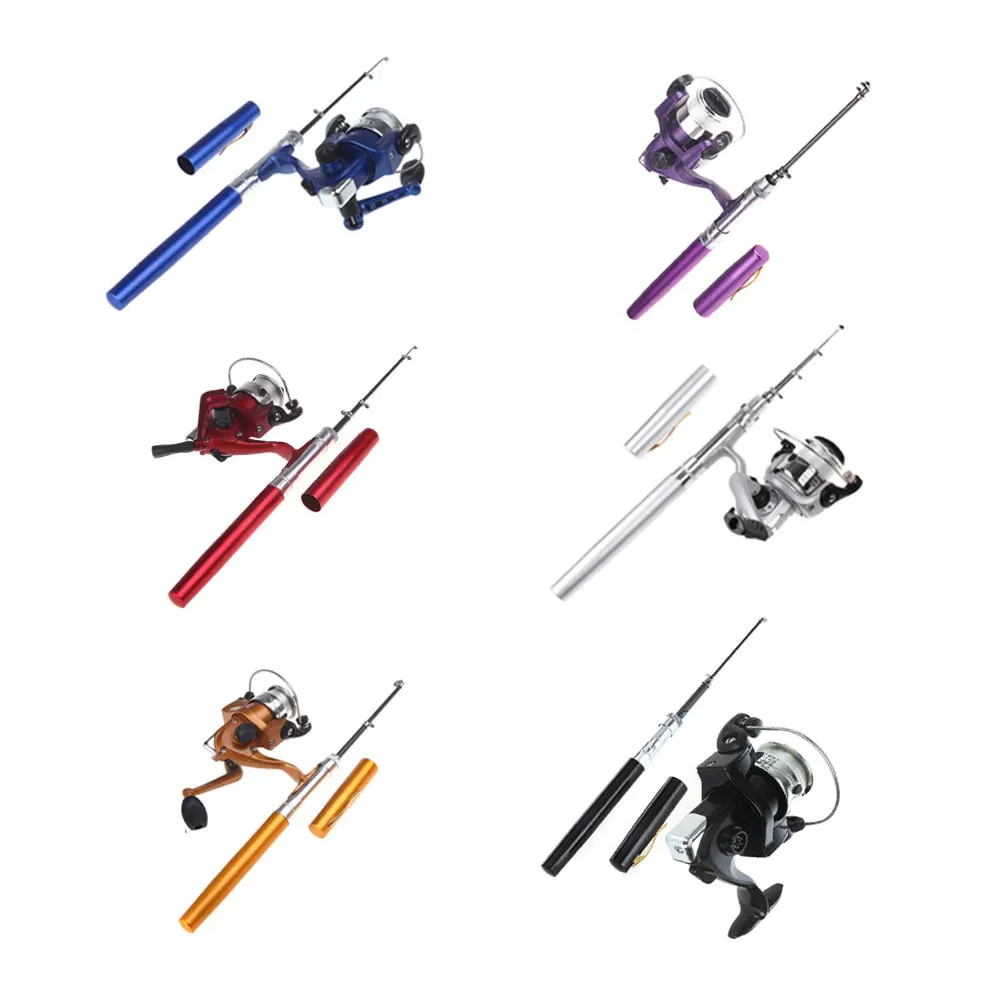 Портативная карманная Удочка + катушка рыболовные аксессуары из алюминиевого