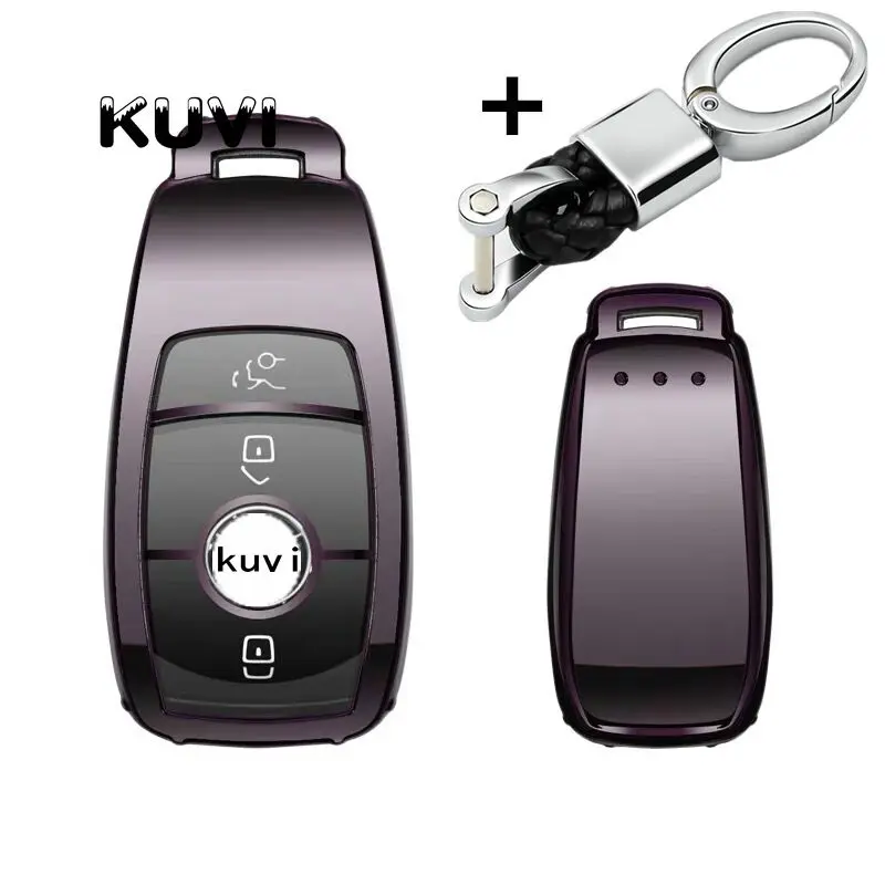 black with keychain Красочные ТПУ автомобильный чехол для ключей сумка защитный брелок для Mercedes Benz E Class W213 S class аксессуары - Название цвета: black with keychain