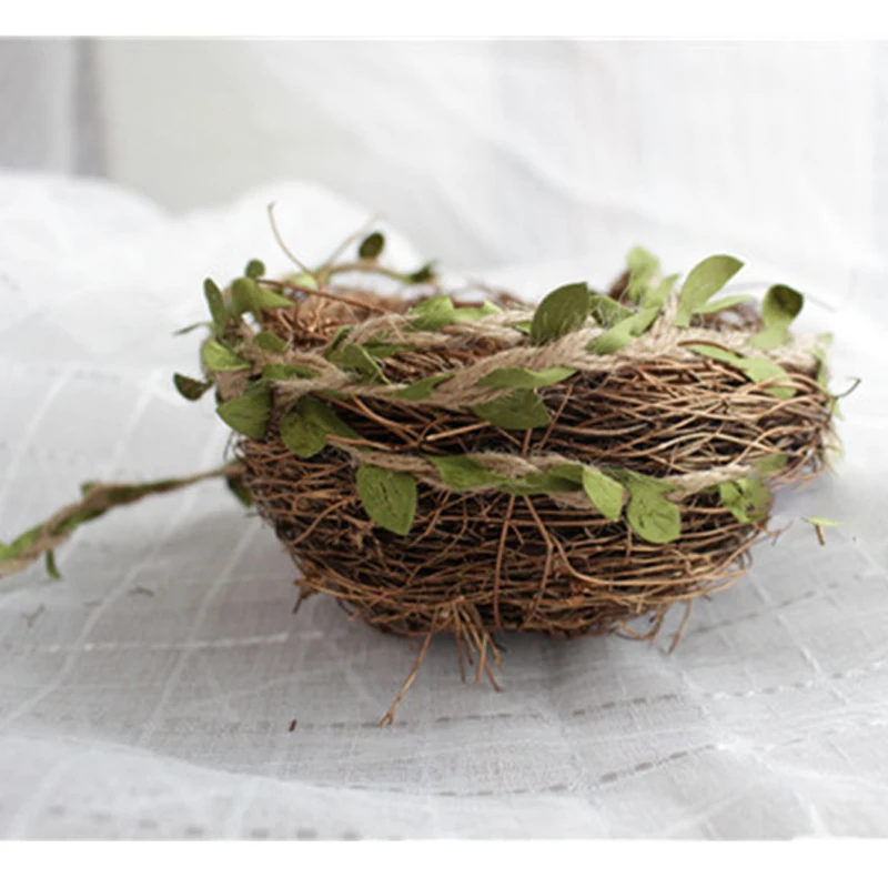 1 ярд имитация зеленых листьев деревенское свадебное украшение пеньковая