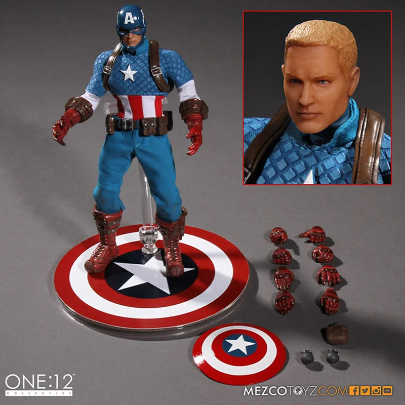 MEZCO Marvel Капитан Америка версия один: 12 коллективные высокое качество BJD ПВХ