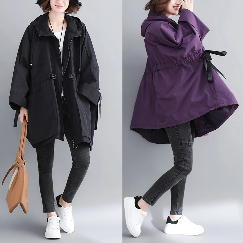 2020 Новинка размера плюс ветровка Женская Весна Осень корейский длинный плащ с