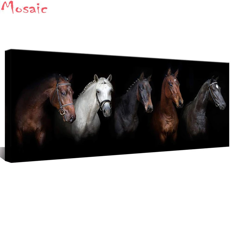 Алмазная Вышивка Черная/Белая лошадь алмазная живопись наборы для вышивки