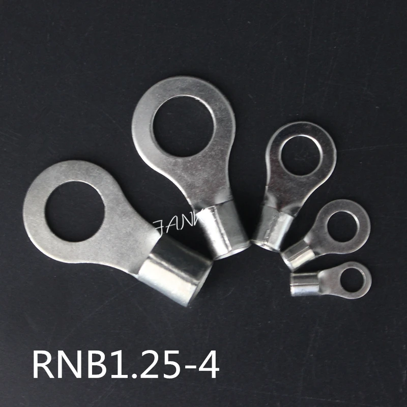 

1000Pcs/pack RNB1.25-4 Non-insulated Ring Tongue Brass Terminals Cable Lug Crimp Wire Connector For AWG 22-16