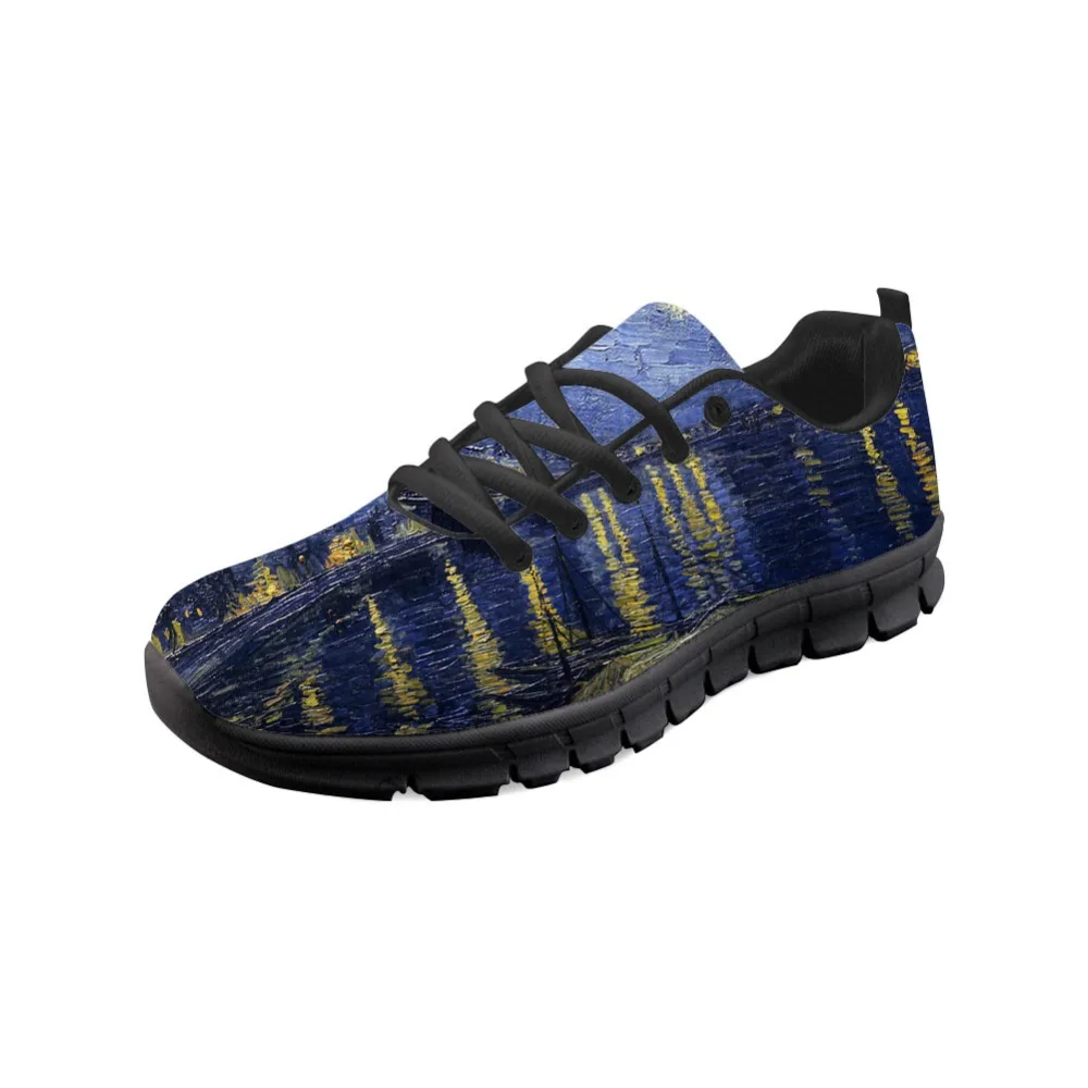 2021 Women Flats Shoes Spring Painting Art Printed Black bottom Comfortable Breathable Sneakers Van Gogh Master Wholesale | Обувь