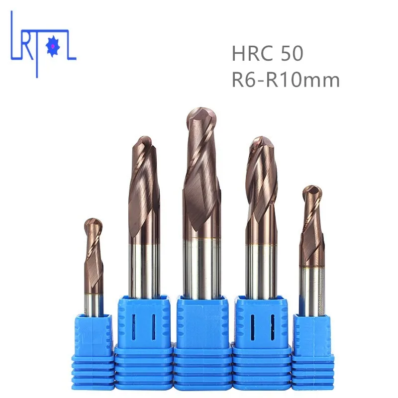 HRC50 Ball Nose 4 Flute 6 8 10 12mm Alloy Carbide Milling Tungsten Steel Cutter End Mill | Инструменты