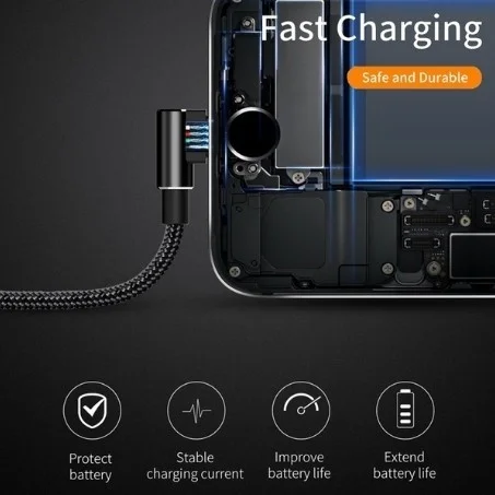 USB кабель для синхронизации данных кабель для быстрой зарядки 90 градусов под прямым углом для Iphone X 8 7s 7Plus 6 6s 5 5S 4 samsung Andorid type C Phone