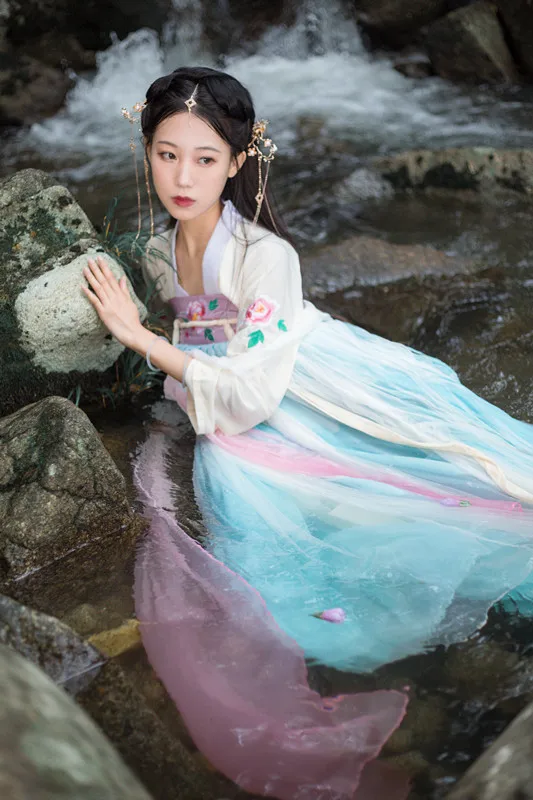 Hanfu костюм для китайских танцев, традиционный сценический наряд для певцов, женское Старинное платье, народный фестиваль, одежда для выступлений DC1133