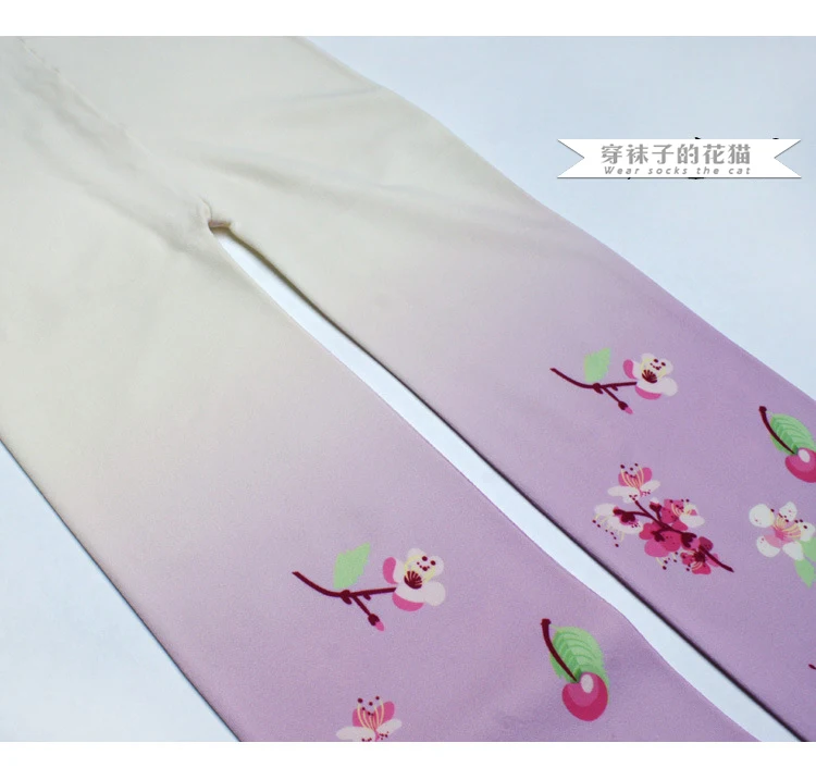 Женские колготки из полиэстера новые с принтом сливы и вишни 2020|printed stockings|fashion