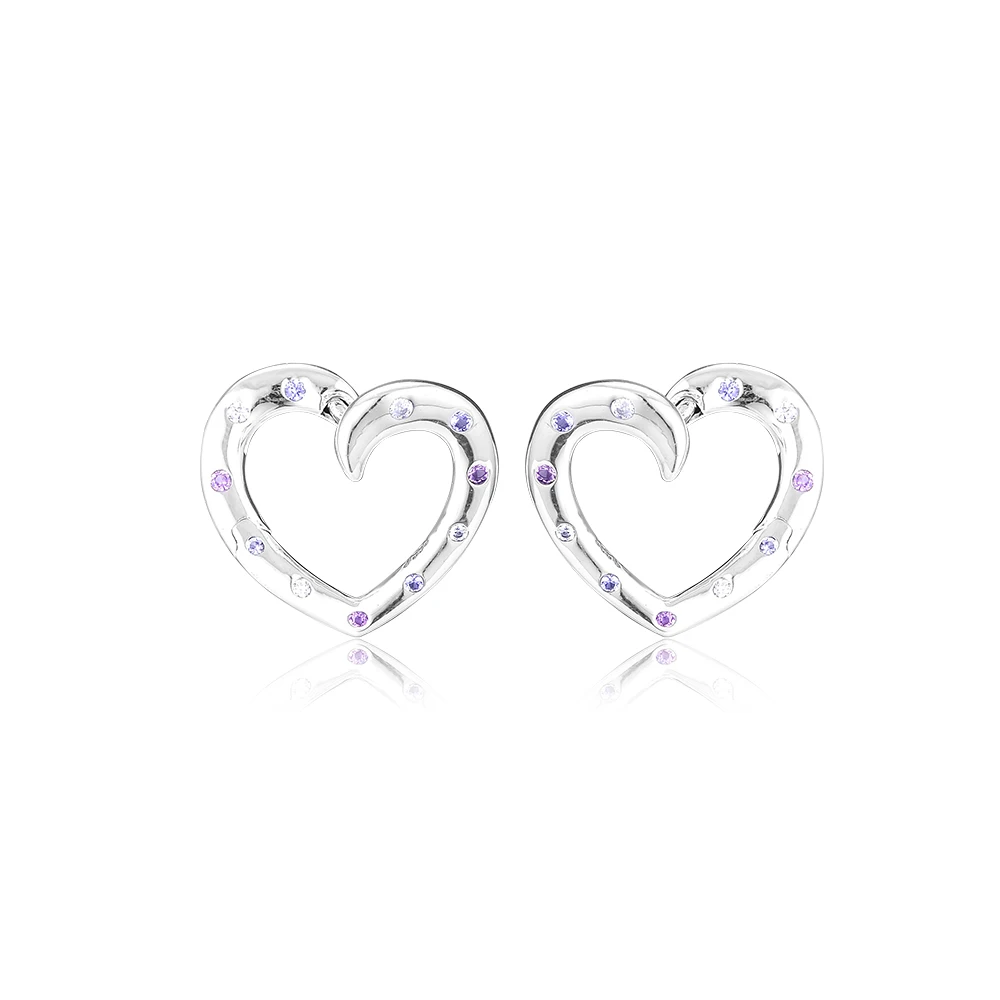

925 Sterling Silver Jewelry Bright Hearts Hoop Earrings Fits For Wedding Valentine 's Day Gift Fashion Earrings for Mom