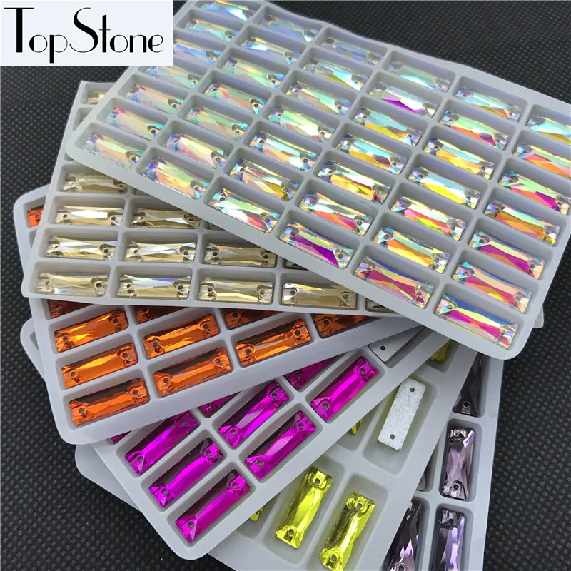 Все цвета стеклянные кристаллы космический багет пришить на камни Flatback 5x15 6x18 7x21