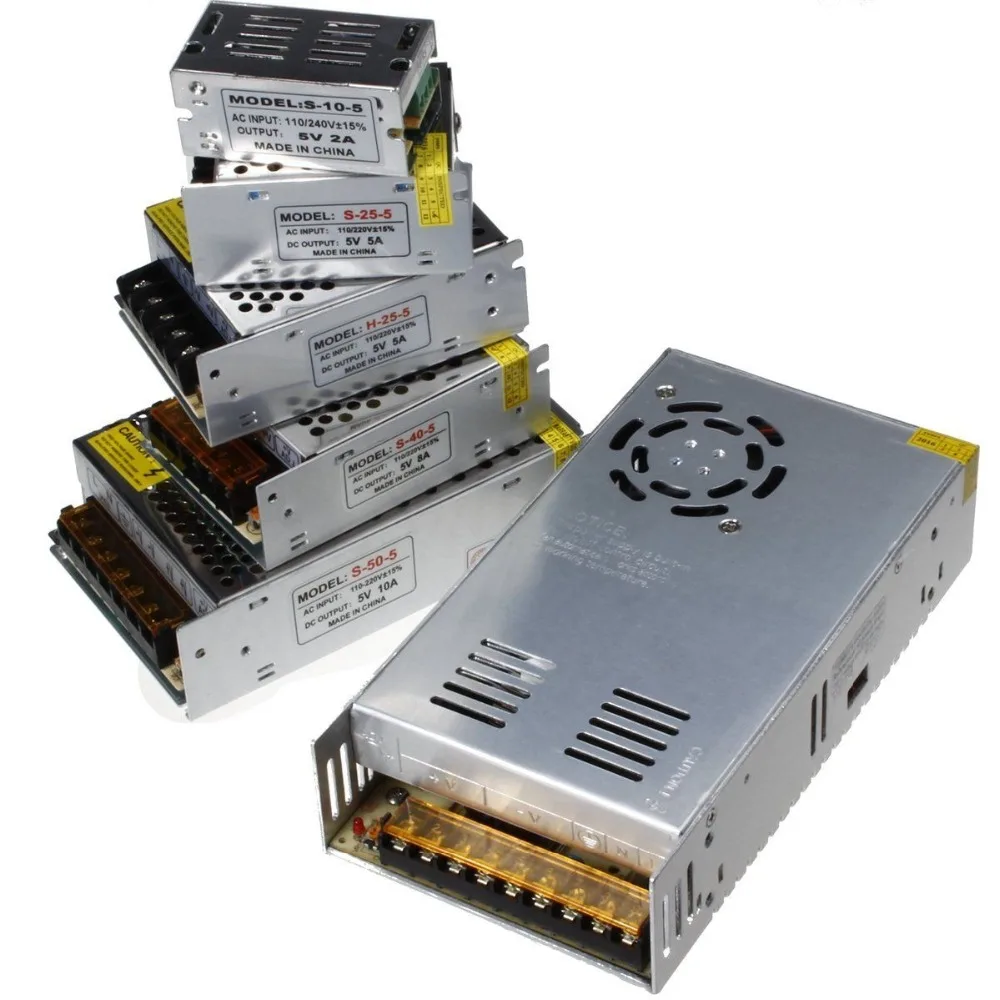 Импульсный источник питания DC 5V 12V 24V СВЕТОДИОДНЫЙ Драйвер Регулируемый