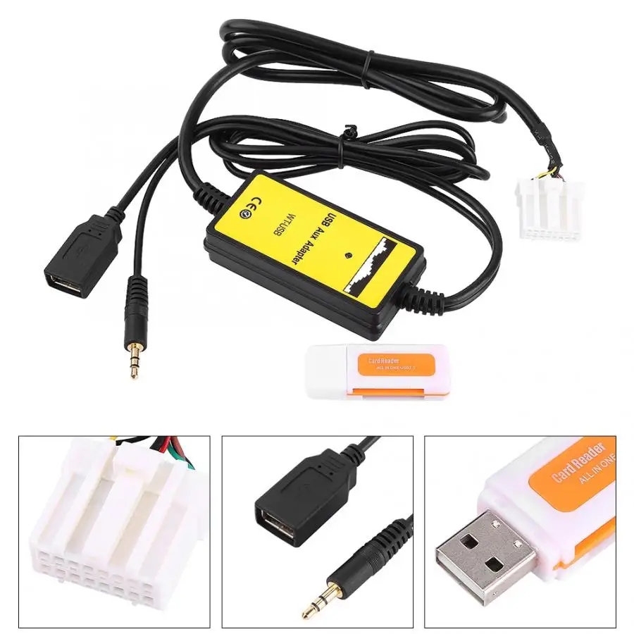 Автомобильный MP3 интерфейс USB адаптер аудио AUX кабель для передачи данных