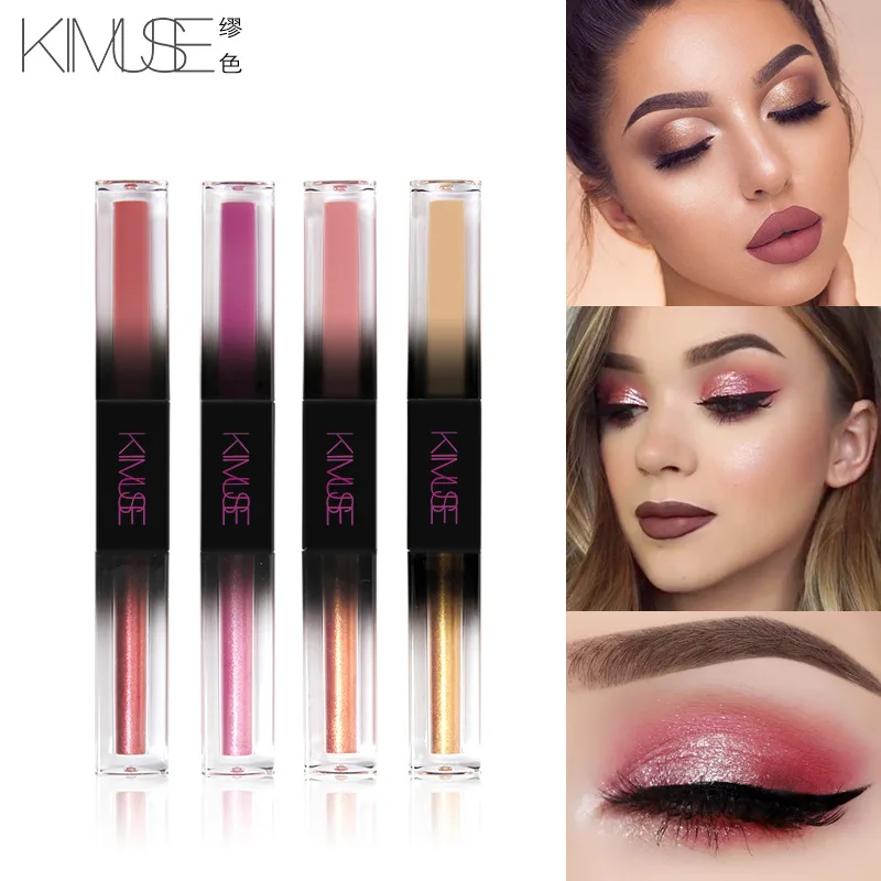 Kimuse матовые и Кристальные алмазные двойные жидкие тени для век не выцветает