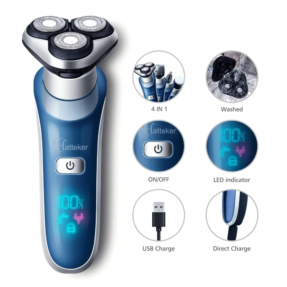 4in1 rotary electric shaver facial electric razor for men male beard wet dry shaving machine head usb rechargeable grooming kit