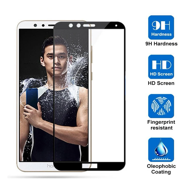 Защитное стекло для huawei Honor 7c Pro 7a 7x Honer полное покрытие a7 x7 Tremp Huawey защитный чехол