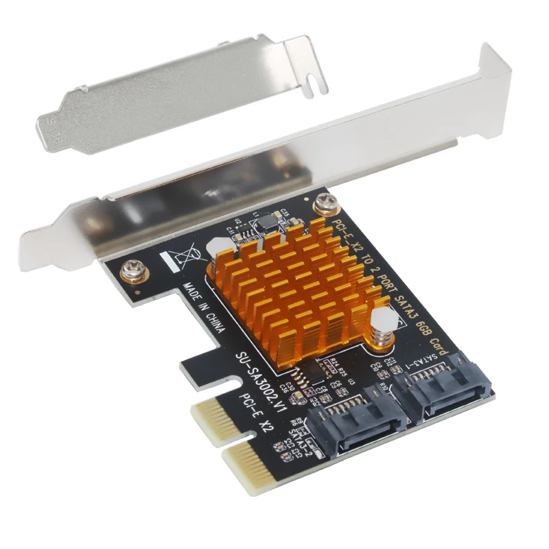 PCIe PCI Express для SATA 3 0 карты с кронштейном 2 порта III 6 Гбит/с адаптер ASMedia1062 большой
