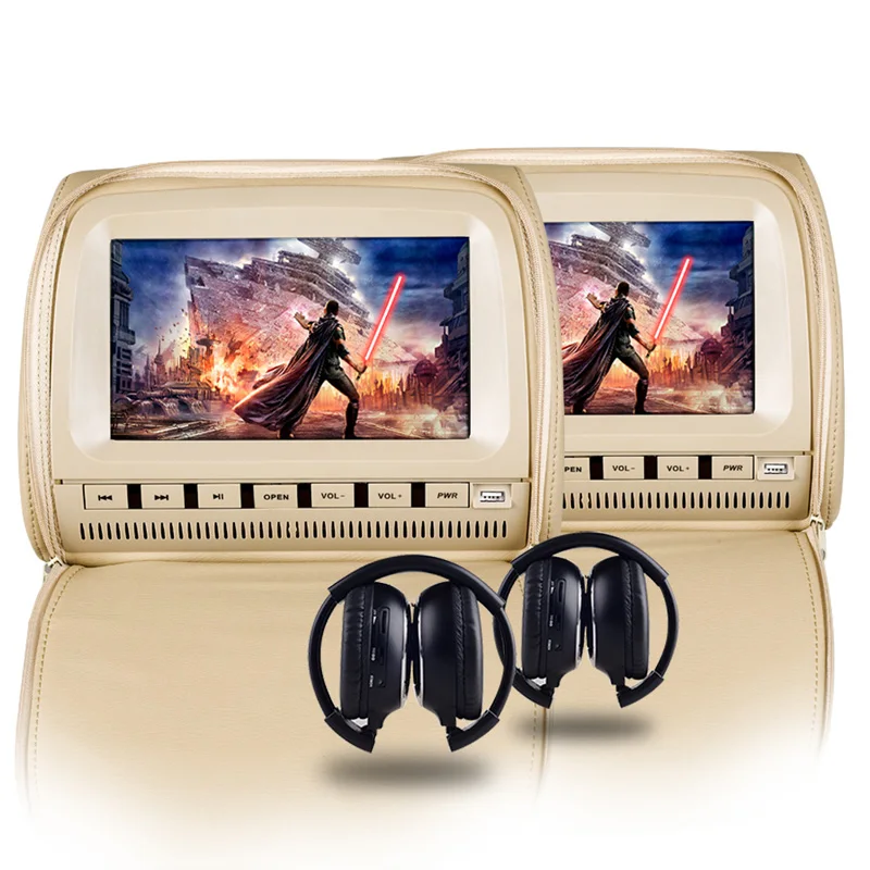 Caroad 2 шт. 9 дюймовый автомобильный монитор на подголовник DVD видеоплеер 800x480 крышка