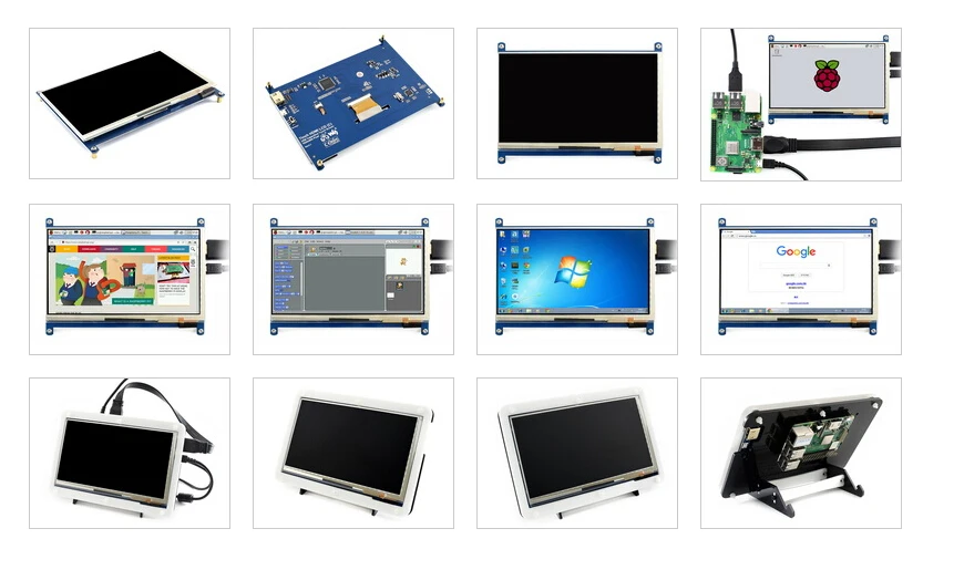 Micro PC Raspberry Pi аксессуар F = RPi 7 дюймов HDMI lcd емкостный сенсорный экран+ биколор чехол+ 16 Гб Micro SD карта+ адаптер питания