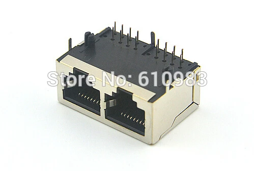 50 шт./лот двойной порт сетевой интерфейс RJ45 разъем сеть transposon 8 контактный 59 1X2