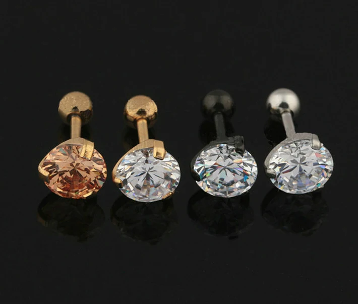 16 г 1 2 мм нержавеющая сталь кубический цирконий трагус спираль шпилька для ушей