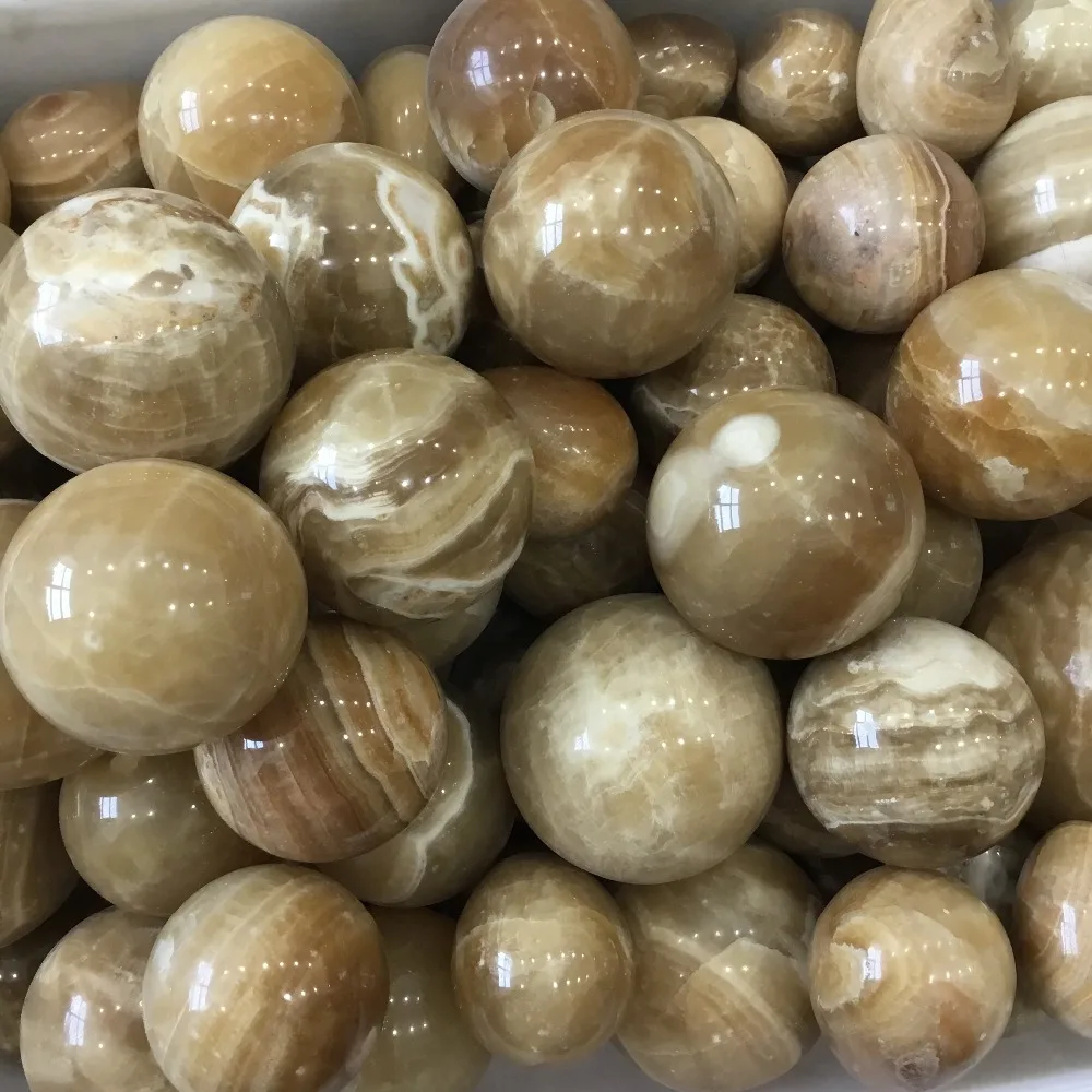 

Natural yellow jade massage ball crystal sphere healing