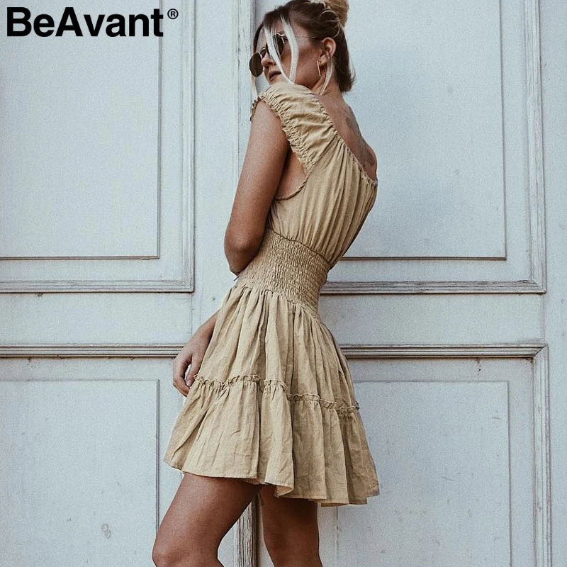 BeAvant винтажное Плиссированное женское летнее платье на шнуровке мини-платье с
