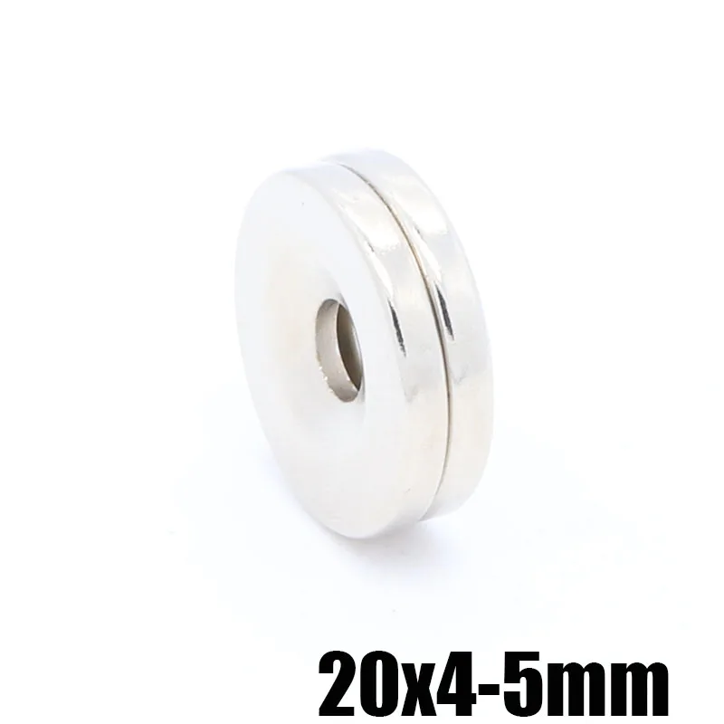 

50pcs 20mm x 4mm Hole 5mm Strong Ring Round Magnets 20*4 20x4 Rare Earth Neodymium Circular Permanent countersunk Magnet 20*4-5