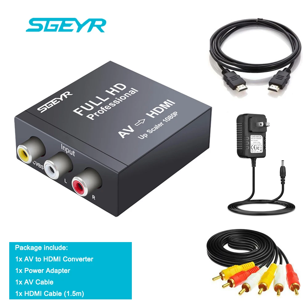 RCA к HDMI SGEYR 1080P CVBS AV видео аудио конвертер адаптер поддержка для ПК ноутбука Xbox PS4 PS3