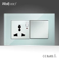 universal switched socket wallpad 14686mm white crystal glass power push button switch and socket with 1 gang 1 way switch