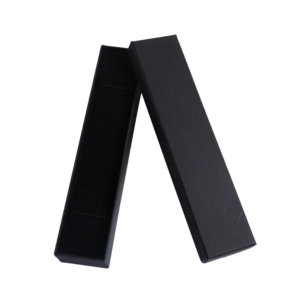 

DoreenBeads подарочные коробки для ожерелья из крафт-бумаги и губки, прямоугольные черные классические 23 см (9 ") x 5,1 см (2") , 4 шт.