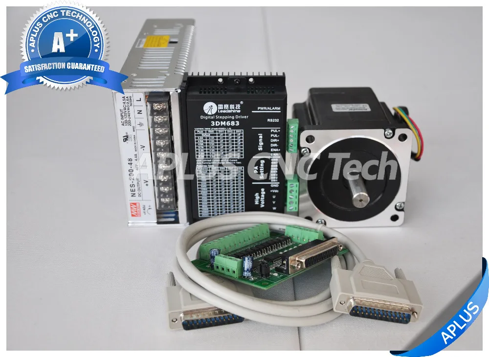1-осевой NEMA 34 3-фазный шаговый двигатель 636oz-in и драйвер 3DM683 48В комплект питания |