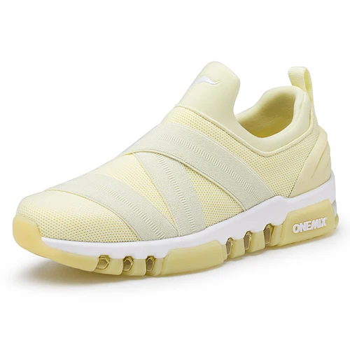 light yellow women Onemix новые мужские кроссовки для бега, высокие кроссовки, дышащие кроссовки для женщин, уличная походная прогулочная спортивная обувь для мужчин - Цвет: light yellow women