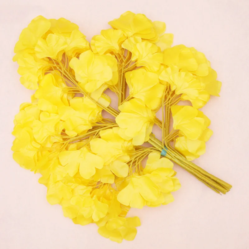 1pc/set Artificial Ficus Leaf Ginkgo Biloba Plastic Tree Branches Outdoor Handmade Leaves for Wedding Home Office