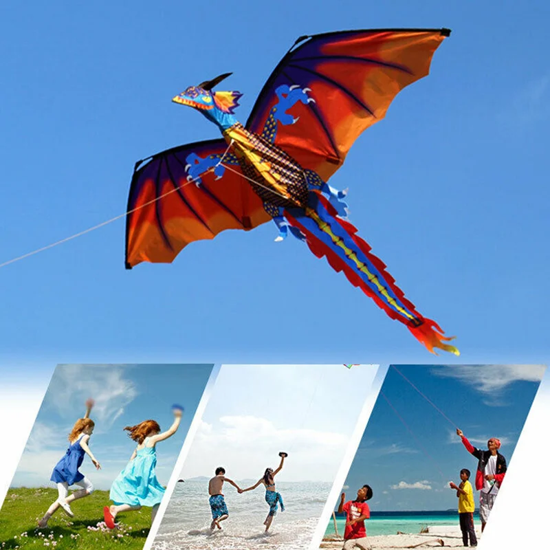 

Huge 3D Dragon Kite Single Line with Tail Family Outdoor Sports Children Fun Toy FK88
