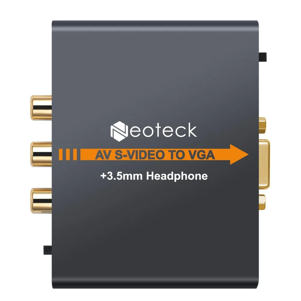 Neoteck сплав 3RCA AV CVBS Композитный S-Video to VGA конвертер AV S-Video to VGA адаптер Upscaler 720 P/1080 P с 3,5 мм разъемом