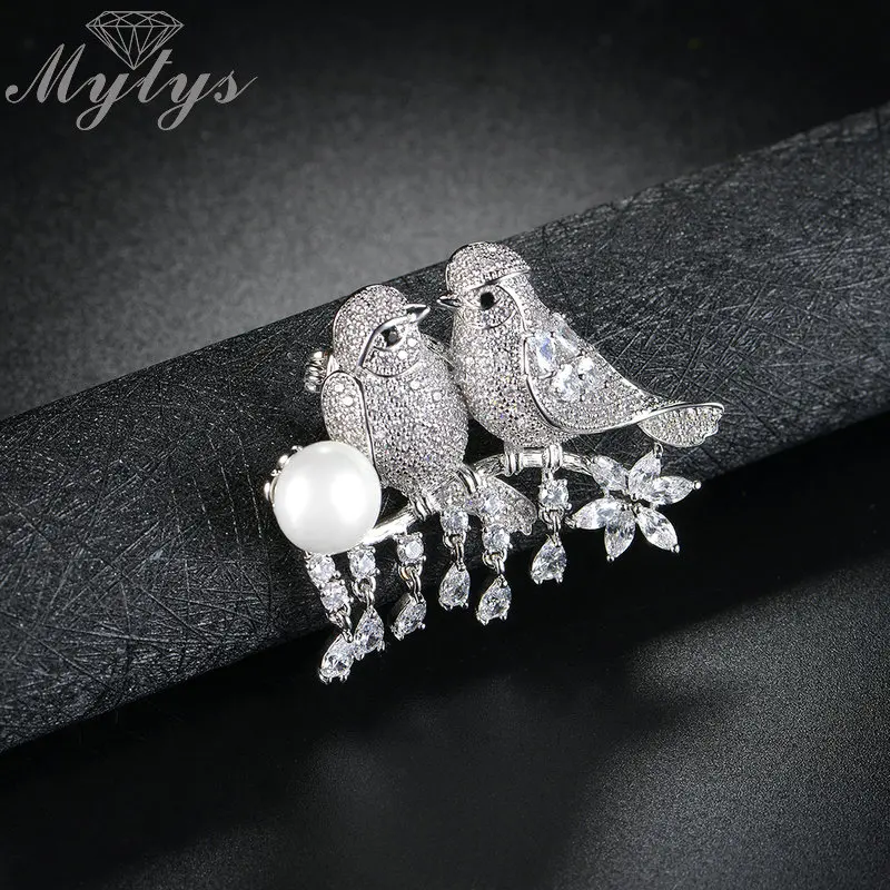 Mytys модная брошь серебряного цвета булавка Милые Броши с двойными любящими