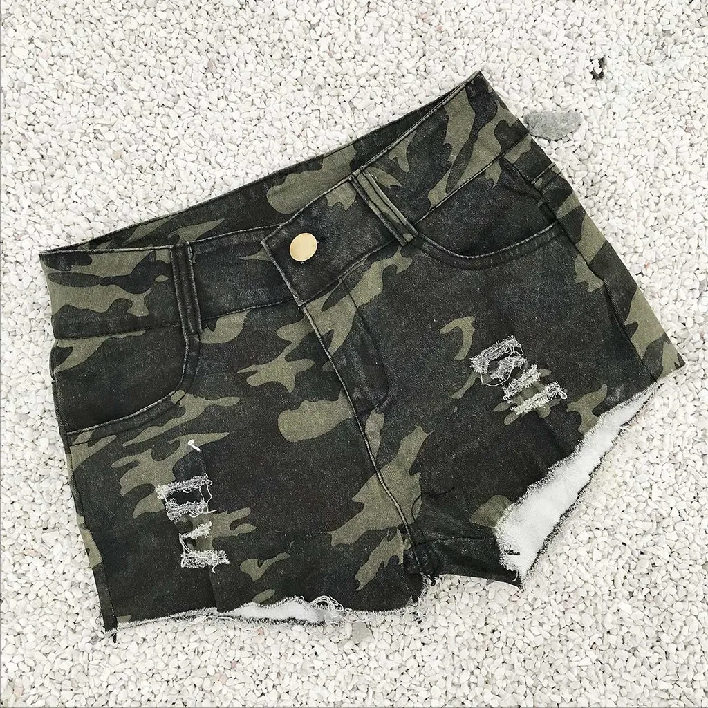 

2019 Women Camouflage Print Fashion Denim Jeans Female Low Waist Sexy Super Mini Shorts Ladies Casual Short Pants Summer