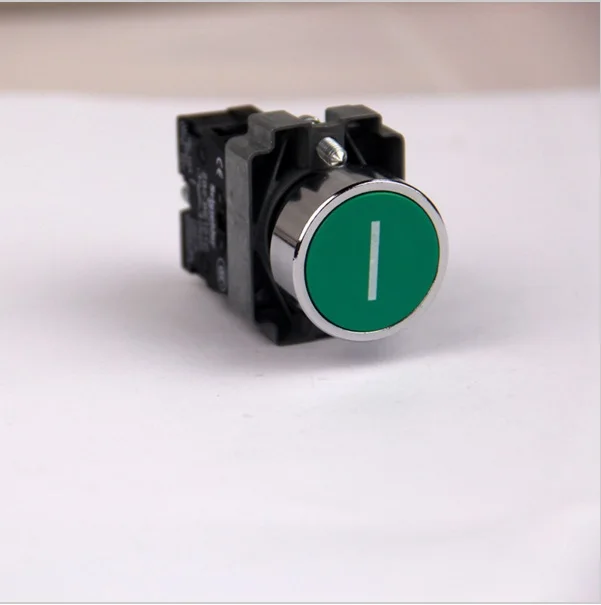 Мгновенный зеленый смывной кнопочные переключатели с логотипом символа 1N/O