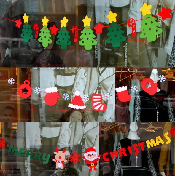 Рукоделие фетровая ткань флаги Снежинка Санта Клаус дерево Merry Christmas Цветочные баннеры домашний магазин рынок украшения комнаты