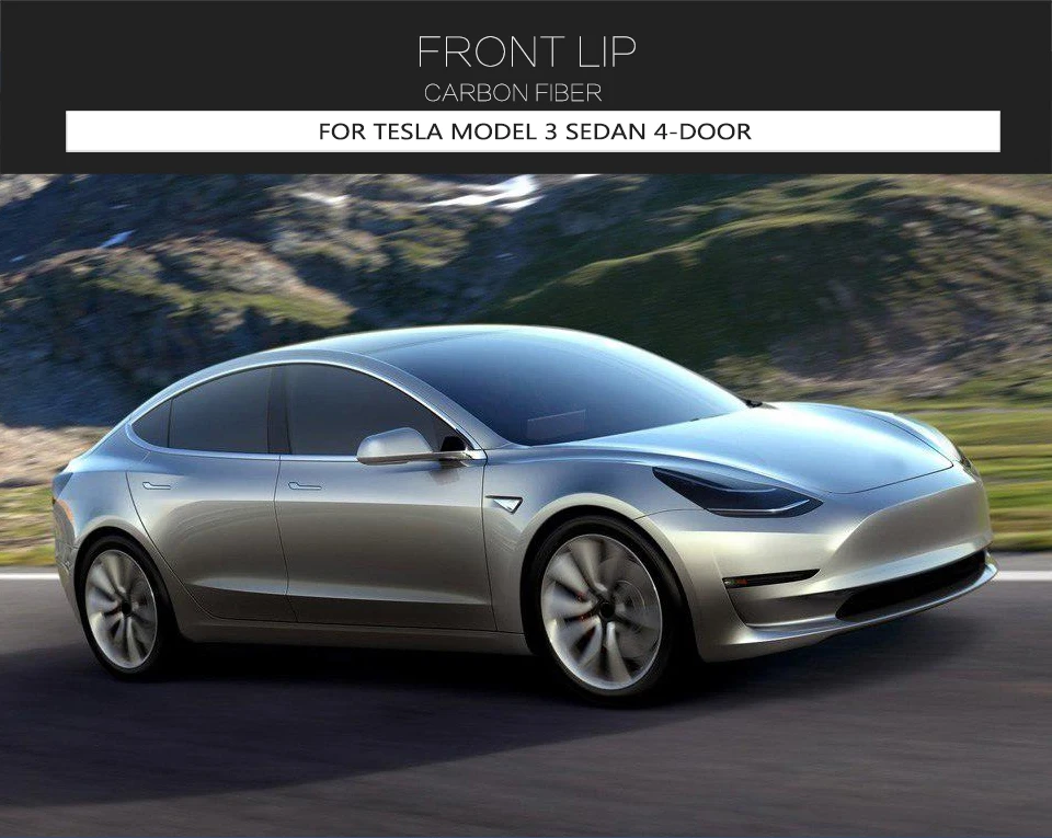 Автомобильный передний бампер спойлер для Tesla модель 3 Base Sedan 4-дверный дальний глянец/матовый из углеродного волокна