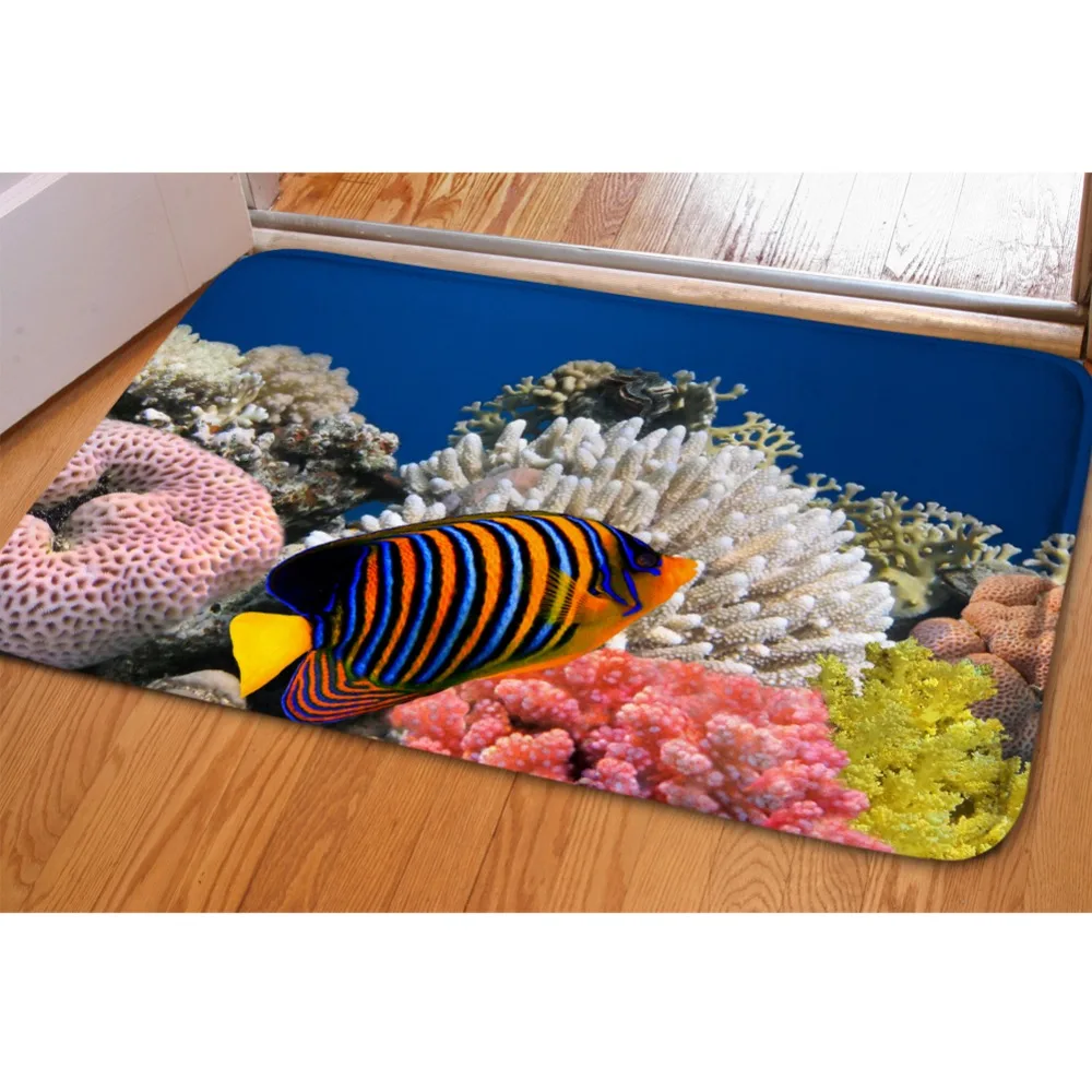 HUGSIDEA 3D печать домашний декор напольный коврик ванной Tapis тропическая рыба