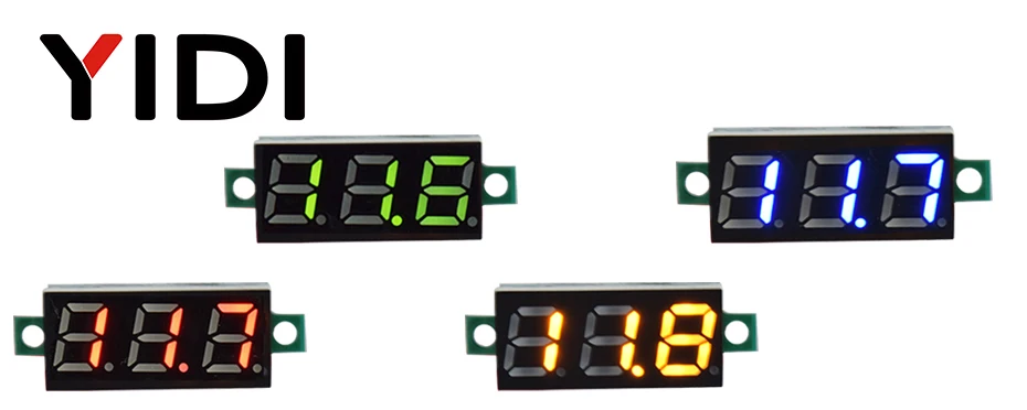 0,28 дюймов DC 0-100 в светодиодный цифровой вольтметр DC2.5-30V автомобильный мотоцикл красный зеленый синий светодиодный измеритель напряжения для чтения