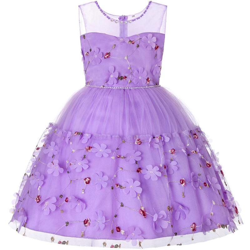 Новинка 2017 летние детские праздничные платья розового цвета с цветами для свадеб