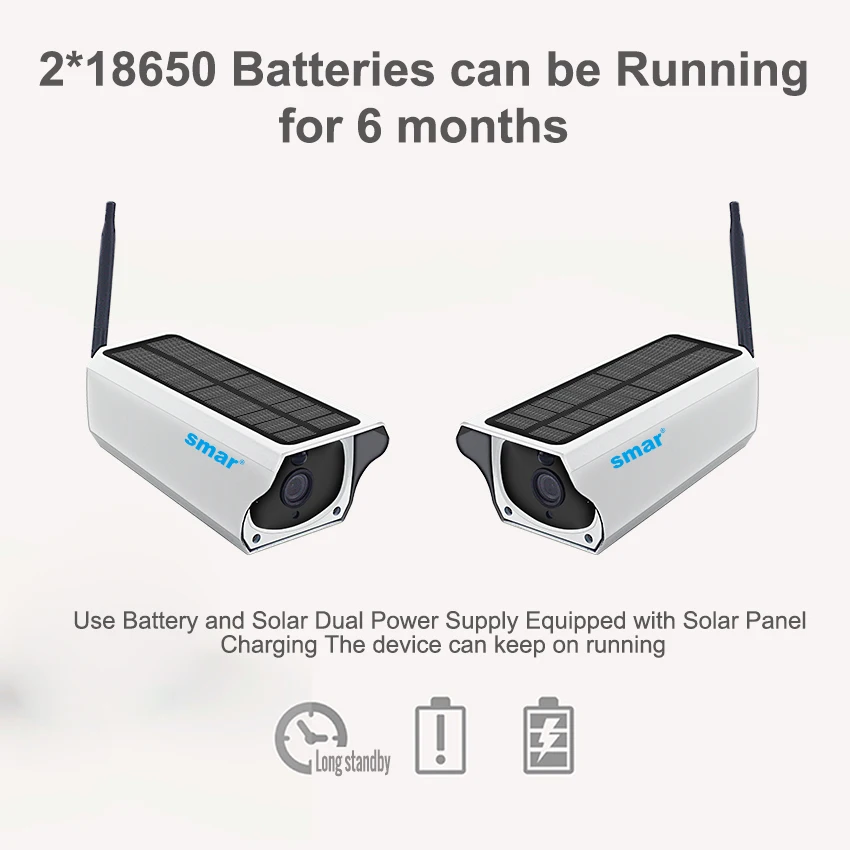 Smar 1080 P Солнечная камера водонепроницаемая наружная ночного видения 2MP Wifi