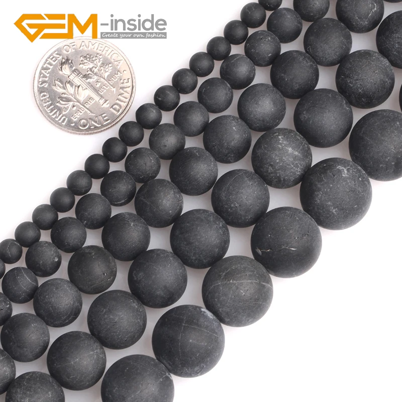 

4mm-12mm Natural Black Tourmaline Frost Matte Round Spacer Loose Beads For Jewelry Making DIY Strand 15" Wholesale