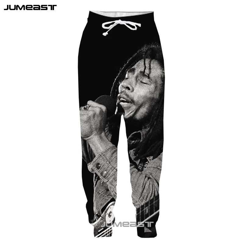 Jumeast мужские/женские штаны с 3D принтом Bob Marley, модные повседневные спортивные свободные штаны свободного размера, новинка, повседневные длинные штаны для мужчин