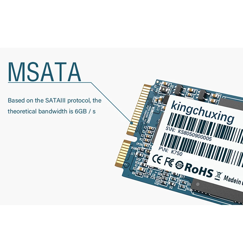 Kingchuxing 1,8 дюймов Msata Mlc Sm2246Xt твердотельный накопитель для ноутбука, настольного компьютера, ультратонкий сверхскоростной жесткий диск