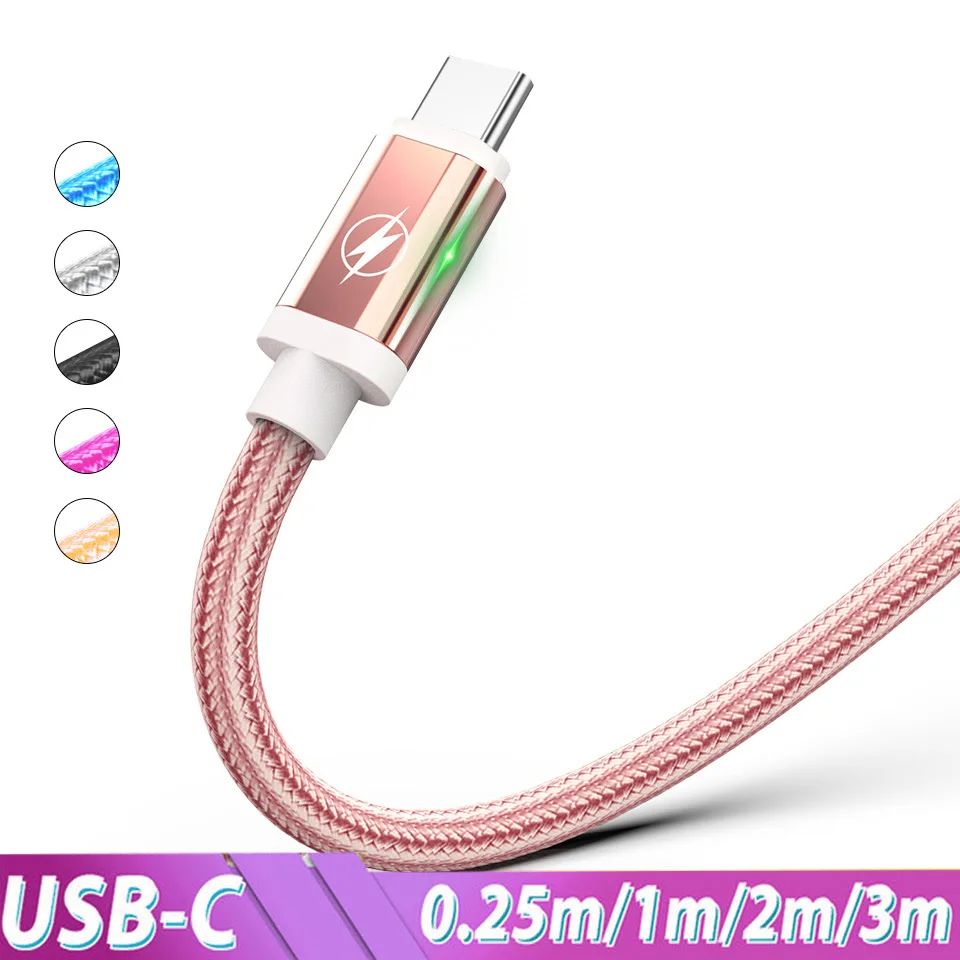 Кабель с разъемом USB типа C для зарядки и передачи 25 см 1 м 5 2 3 длинный кабель Kablo Xiaomi
